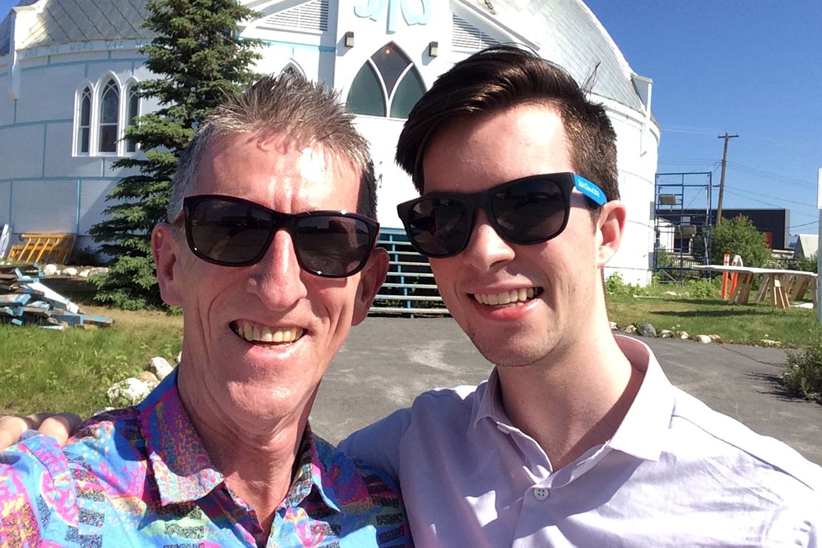 04D Jerome And Peter Ryan Pose Outside Our Lady Of Victory Igloo Church In Inuvik Northwest Territories